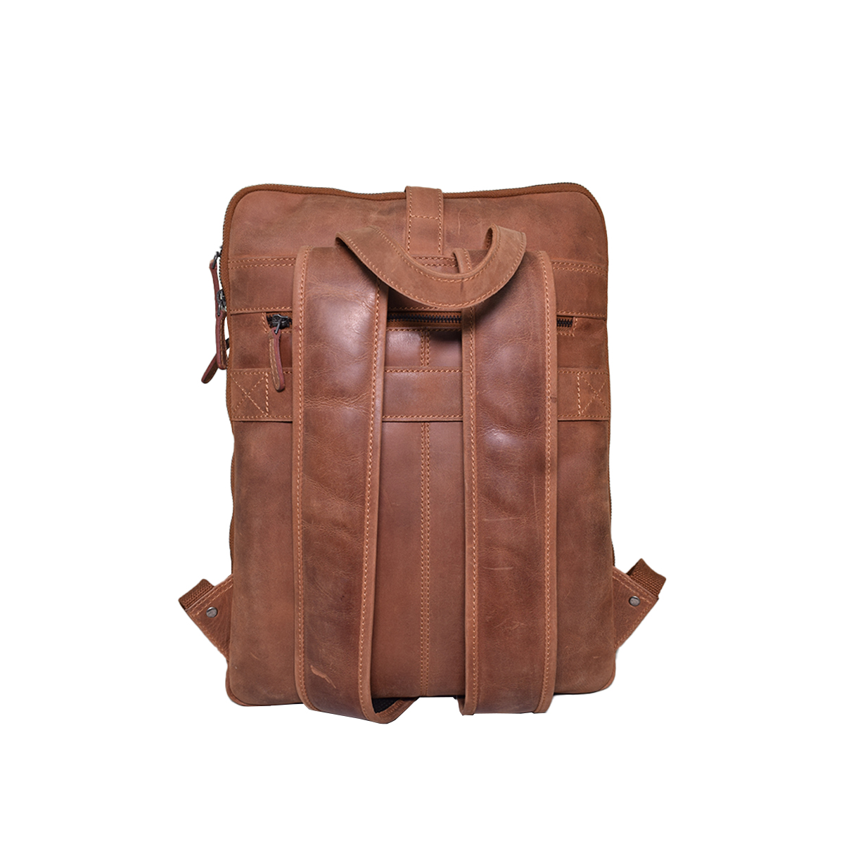 Leather Cognac Bacpack - Image 2