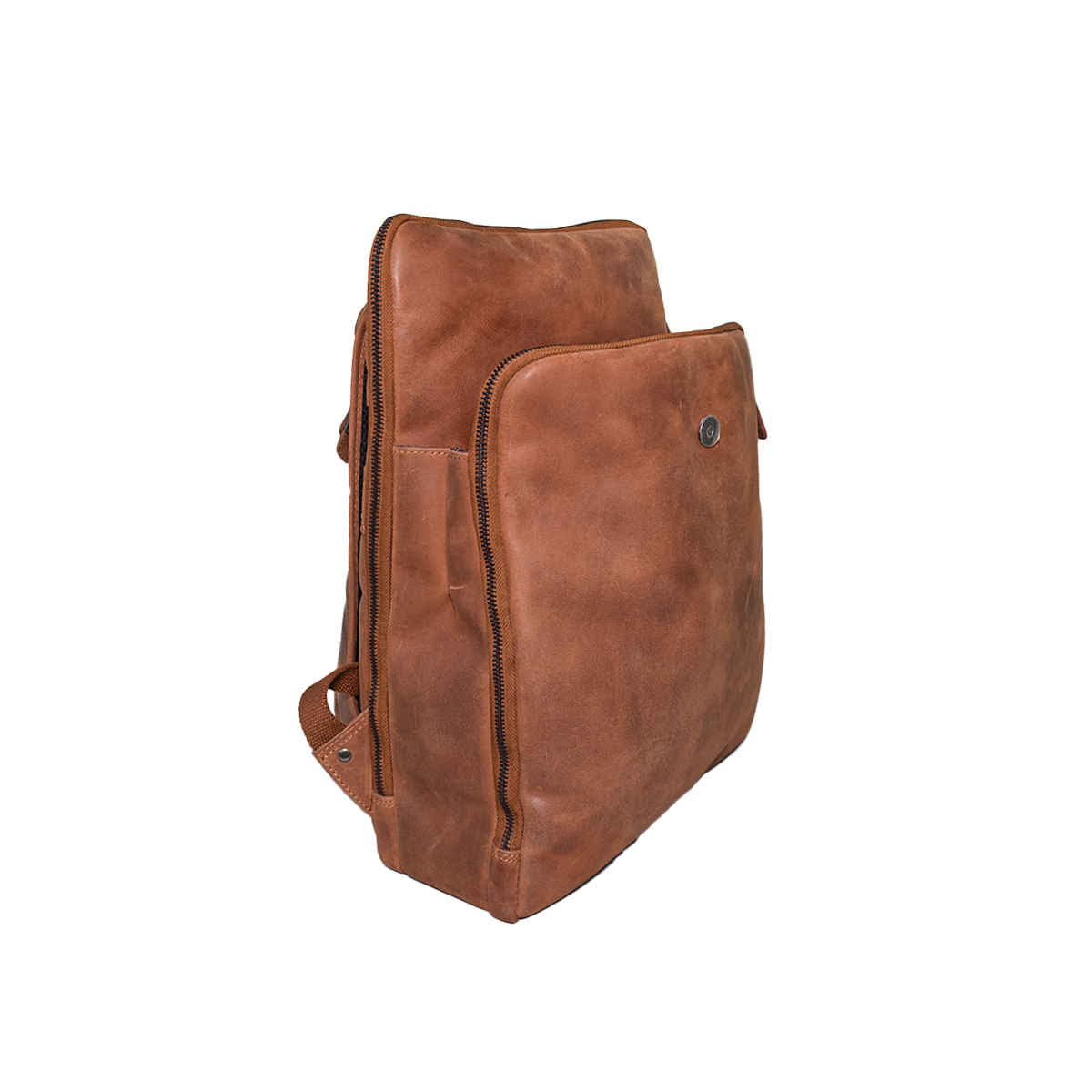 Leather Cognac Bacpack - Image 3